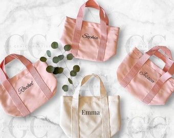 Bolsa de mano pequeña personalizada Bolsas de regalo personalizadas Regalo de despedida de soltera Bolsa de lona pequeña Bolsa de regalo de fiesta Bolsa de almuerzo Regalo de dama de honor para ella