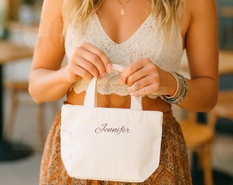 Custom Canvas Favor Bags: Small Personalized Wedding Welcome Totes