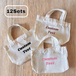 Custom Small Tote Bag Blank Canvas Tote Name Gift Bag Bridesmaid Gift Wedding Favors Small Welcome Bag Tote Personalized Guest Bag Bulk Tote