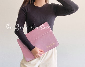 Personalized Leather Laptop Sleeve MacBook Pro 13 Laptop Case Leather Custom Laptop Sleeve Gift Computer Case Pink MacBook Air 13 Sleeve