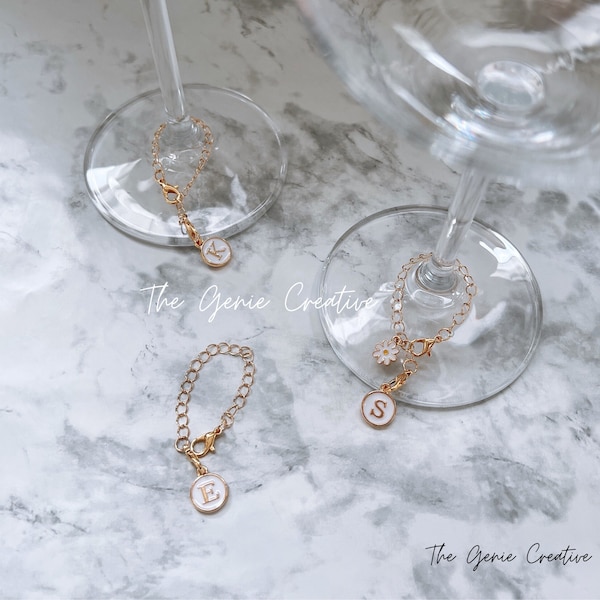 Wine Glass Initial Charm Tumbler Cup Charm Stanley Tumbler Charms Personalized Name Charms Drink Accessory Party Favors Gift For Her