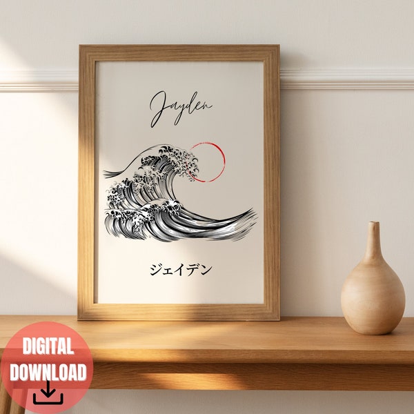 Personalized Japanese Art Personalised Japanese Name Calligraphy Picture Wall Decor Japanese Custom Name Art Japanese Gift Poster Digital