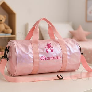 Borsa da ballo personalizzata per ragazze, borsa da viaggio con nome personalizzato, borsa da balletto per bambini, borsa da ginnastica per bambini, regalo di compleanno per bambine, borsa da viaggio
