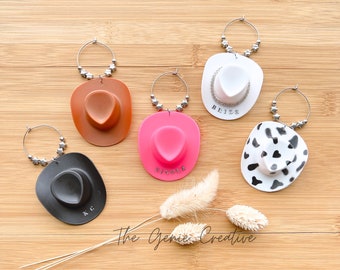 Cowgirl Hats Name Tags Wine Glass Charm Party Favors Bachelorette Cowgirl Bachelorette Personalized Charms Disco Cowgirl Bridal Party Gifts