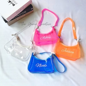 Personalisierte klare Tasche benutzerdefinierte Name klar Umhängetasche klar Stadion Tasche klar Geldbörse Spieltag Tasche klar Konzerttasche Baseball Geldbörse Fußball