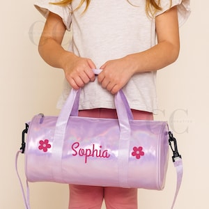 Borsa da ballo rosa personalizzata per bambine, borsa da viaggio personalizzata per bambini, borsa da ginnastica per balletto, nome, regalo di compleanno per bambini piccoli