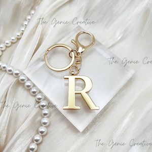 Gold Initial Keychain Letter Charm Gold Key Chain Aesthetic Bag ...