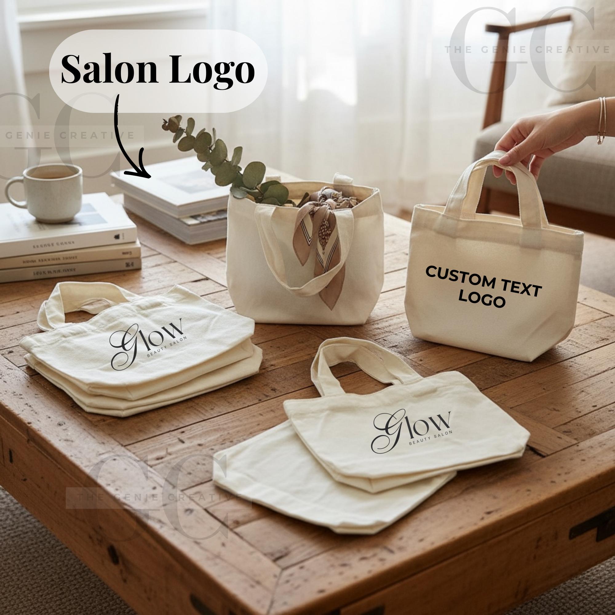Custom Text and Logo Small Canvas Tote Bag Personalized Business Gift ...
