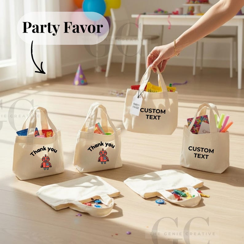 Custom Text and Logo Small Canvas Tote Bag Personalized Business Gift ...