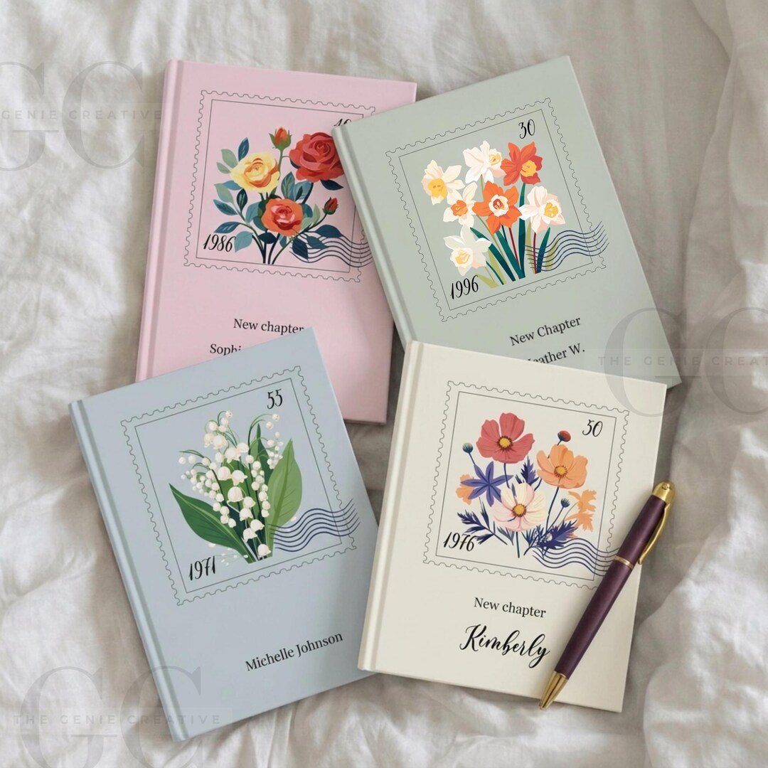 Personalized Birth Flower Journal Birthday Gift for Women Custom Name ...