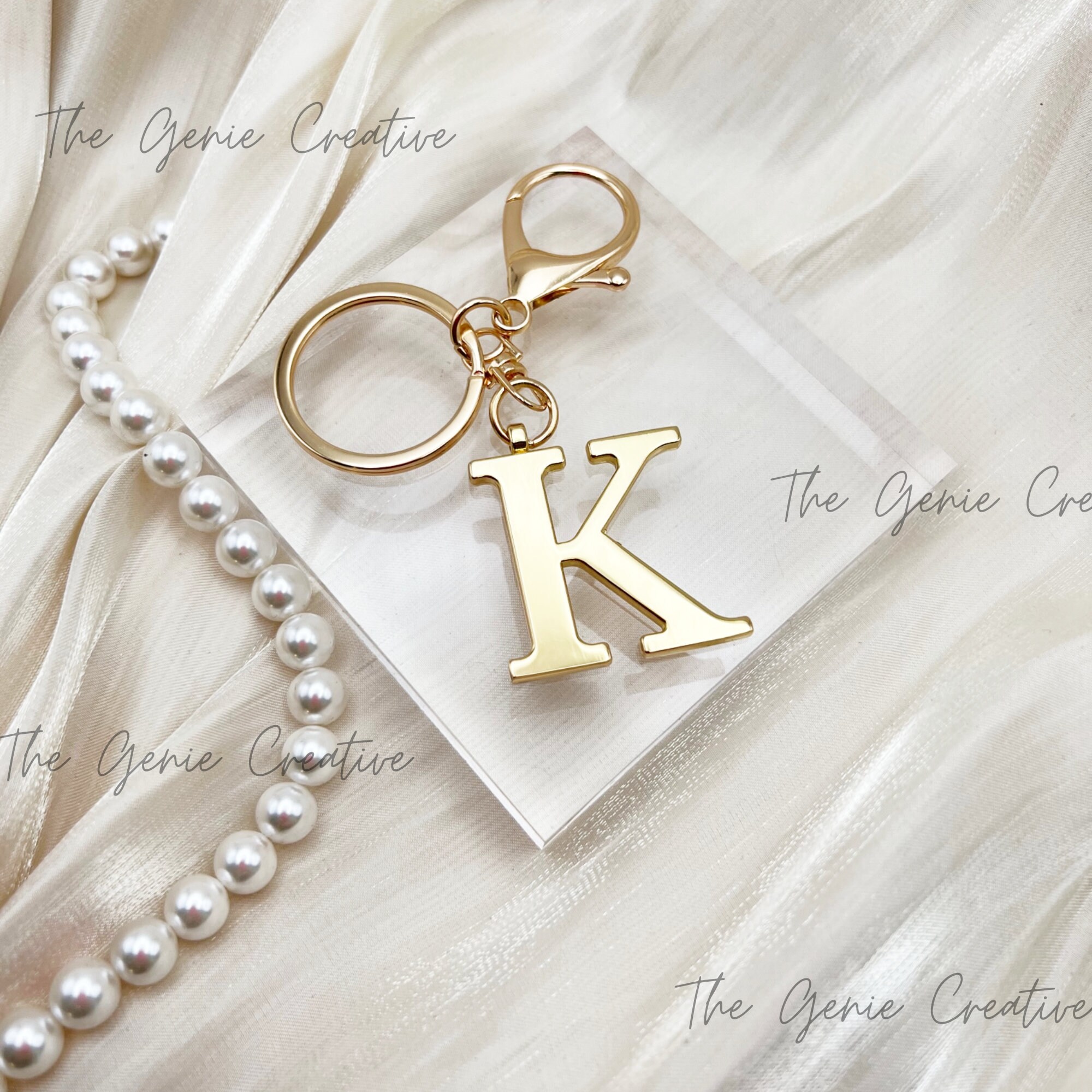 Custom Initial Keychain Gold Letter Keychain With Birthstone Keyring ...