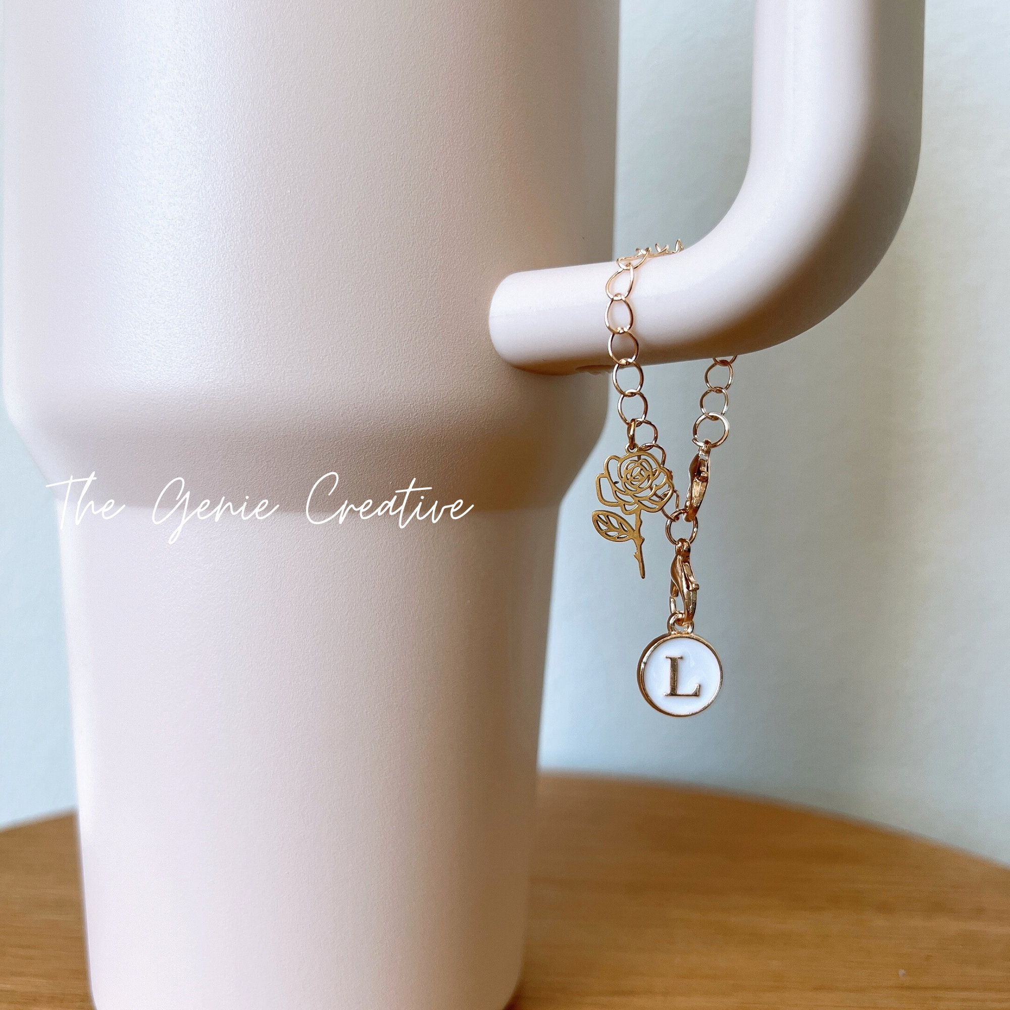 Tumbler Cup Charm Birth Flower Stanley Tumbler Charm Personalized Birth Flower Charm Custom Cup Charm Drink Accessory Tumbler Initial Charm