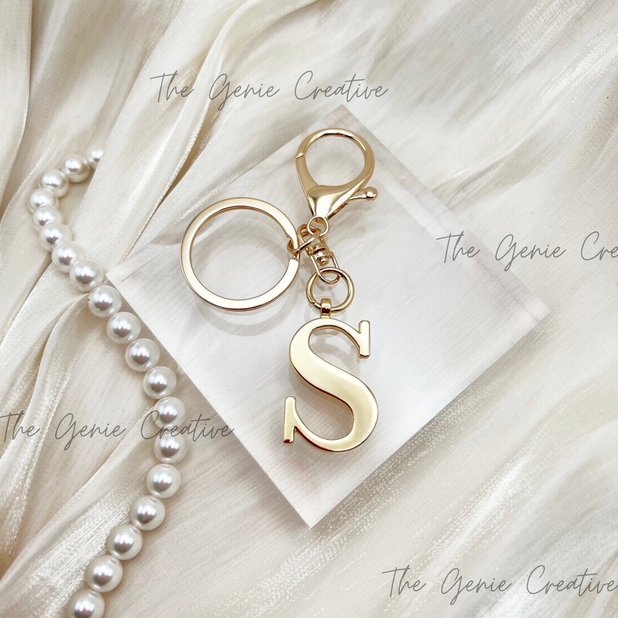 Custom Initial Keychain Gold Letter Keychain With Birthstone Keyring ...