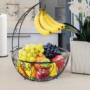  Frutero para encimera de cocina, cesta de frutas, frutero  extragrande para cocina, cestas de frutas de alambre para mesa de comedor,  cuencos de frutas para sala de estar, despensa, cocina (color 