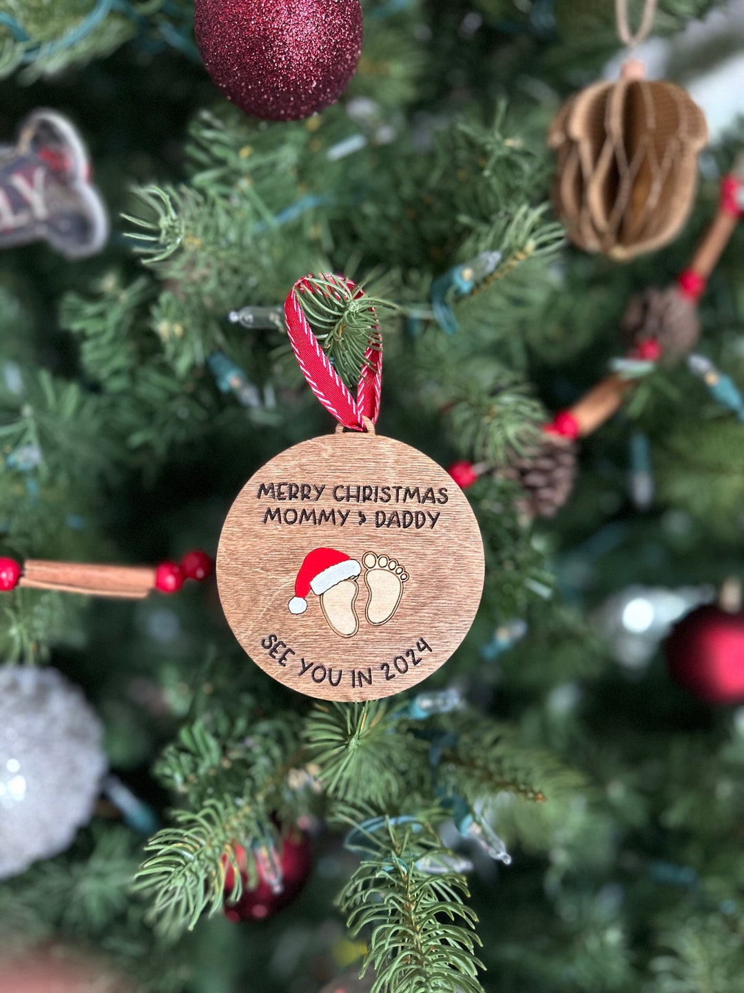 Merry Christmas Mommy and Daddy See You in 2025 Christmas Tree Ornament