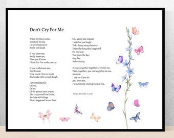 Don't Cry For Me - Heartfelt Sympathy Gift for Healing, Thoughful Gift for Loss, Bereavement & Memorial Keepsake, Instant Download