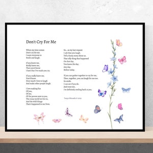Don&#39;t Cry For Me - Heartfelt Sympathy Gift for Healing, Thoughful Gift for Loss, Bereavement & Memorial Keepsake, Instant Download