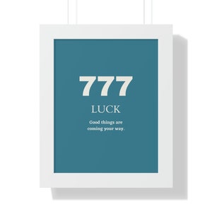 777 Engelszahl Poster, Engelszahl Bedeutung, gerahmtes Poster, Wohnkultur, spirituelles Poster, minimalistisches Poster, Minimalismus Kunst