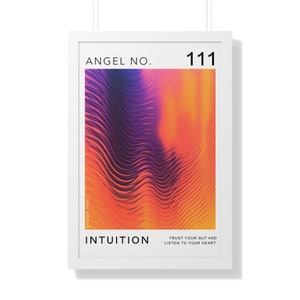 111 Angel Number Poster, 111 Intuition Poster, Positieve Aura Wall Art, Oranje Paarse Print, Spirituele Wall Art, Y2k Esthetiek, Room Decor