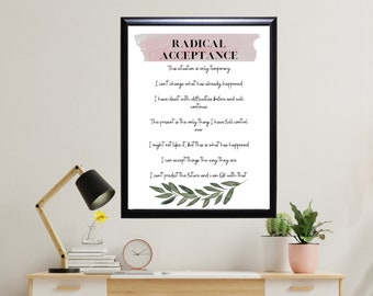 DBT Radical Acceptance Phrases Poster, Therapy Printable