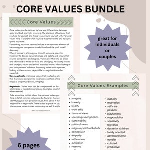 Core Values bundle, values, couples therapy, marriage, compatibility, therapist tools, worksheets, morals, counseling, mental health