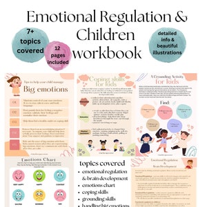 Regolazione emotiva e quaderno di esercizi per bambini, strumenti terapeutici, aiuto del terapeuta, fogli di lavoro terapeutici, grandi emozioni, emozioni travolgenti, ADHD