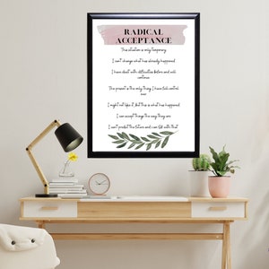 Poster di frasi potenzianti DBT Radical Acceptance, DBT, strumenti terapeutici, fogli di lavoro terapeutici, stampabili terapeutici, capacità di coping, accettazione