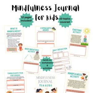 Mindfulness journal for kids, DBT, coping skills, kids, adolescents, teachers, school counselors, therapy aid, therapy tools, emotions