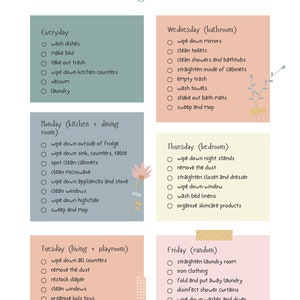 Weekly Cleaning Schedule, Cleaning Chart, Cleaning Chart, Chore Chart ...