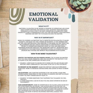 Emotional Validation informational worksheet, validation, couples therapy, marriage, therapy aid, therapy tools, printable worksheets