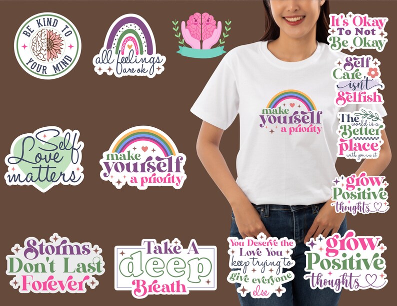 Retro Mental Health Stickers Bundle - Etsy