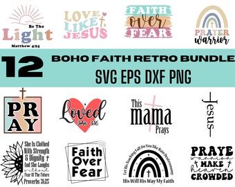 Christian SVG Bundle, Christian SVG, Bible Verse PNG, Retro Christian png, Jesus svg, Christian bundle, Retro Boho