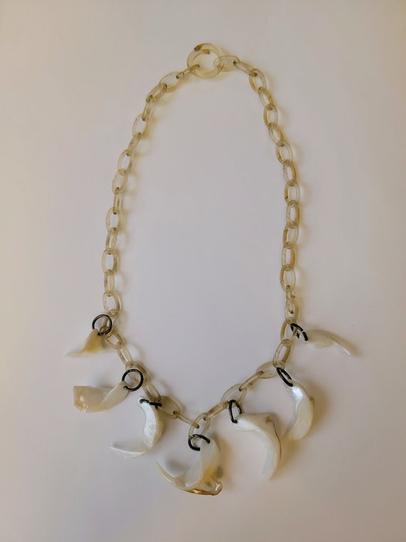 1930's Clear Celluloid and White Shell Necklace - image 1