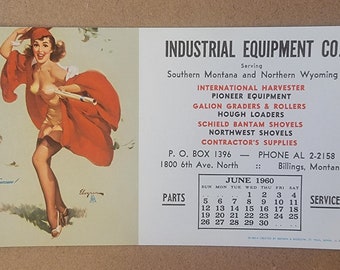 Vintage junio 1960 Gil Elvgren Pinup Ink Blotter Publicidad Callender