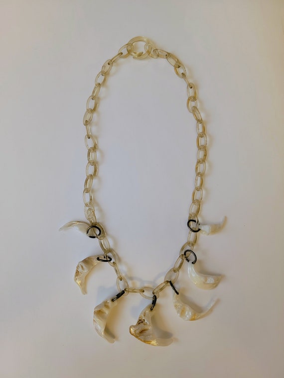 1930's Clear Celluloid and White Shell Necklace - image 2