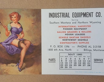 Vintage mayo 1960 Gil Elvgren Pinup Ink Blotter Publicidad Callender