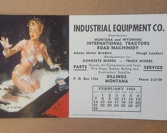 Vintage febrero 1954 Gil Elvgren Pinup Ink Blotter Publicidad Callender
