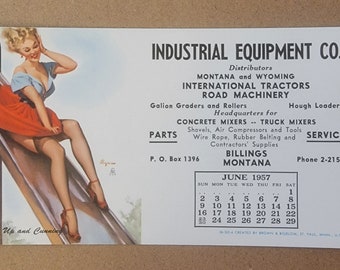 Vintage junio 1957 Gil Elvgren Pinup Ink Blotter Publicidad Callender