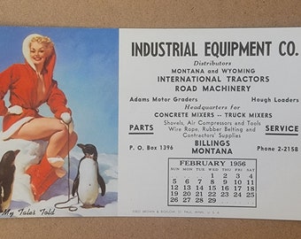 Vintage febrero 1956 Gil Elvgren Pinup Ink Blotter Publicidad Callender