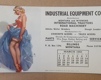 Vintage Marzo 1953 Gil Elvgren Pinup Ink Blotter Publicidad Callender