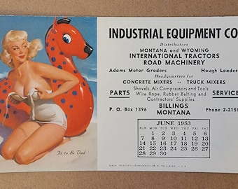 Vintage junio 1953 Gil Elvgren Pinup Ink Blotter Publicidad Callender