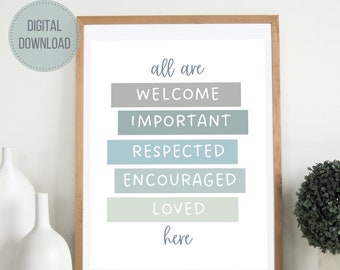 Todos son bienvenidos aquí Cartel, Decoración de la oficina de consejería, Cartel, Impresión, Consejero escolar, Imprimible, Decoración, Puerta, Regalos