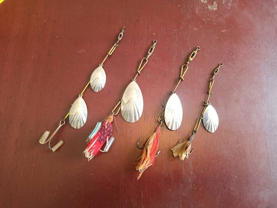 4 Old GM Skinner Clayton NY Spinner Fishing Lures 
