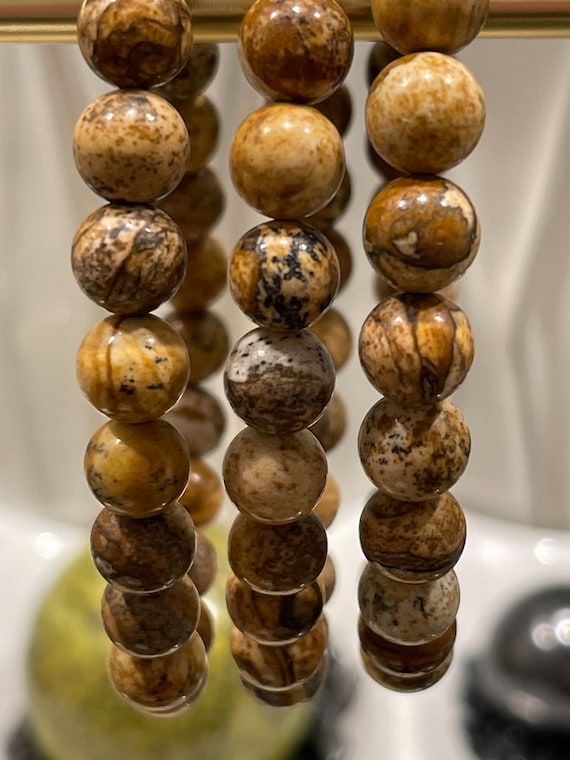 Dendritic Jasper Bead Bracelet - 8mm