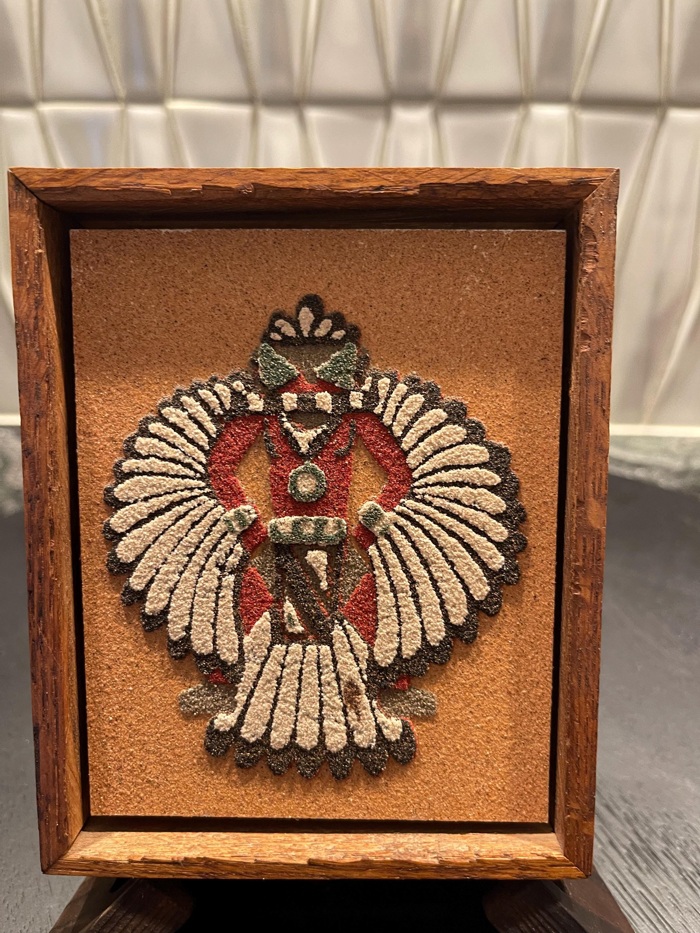 Vintage Sand Art - Zuni Wing Knife Man - Rainbowman - Zuni