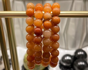 Pulsera de cuentas de cristal de cornalina - 8 mm