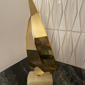Vintage Curtis Jere Sailboat Sculpture - Brass w. Onyx Base - Signed