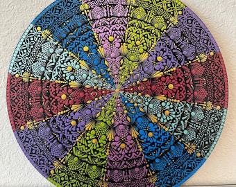 手描きドットマンダラアート、マルチカラーアクリル製ホーム