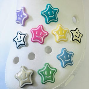 Smile Face Star Shoe Charms| Happy Face Charms for Shoe | Resin Emoji Show Charms | Nurse Shoe Charms | Star Happy Charms | CNA Shoe Charms