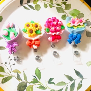 ID Badge Reels | Flower Badge Reels | Resin Flower Reels| Retractable Reels | Daisy Flower Reels